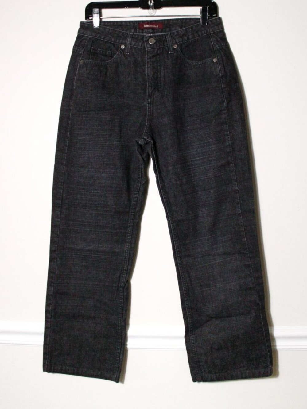 Lee Riveted Black Denim Straight Leg Jean 100% Cotton Size 10 M